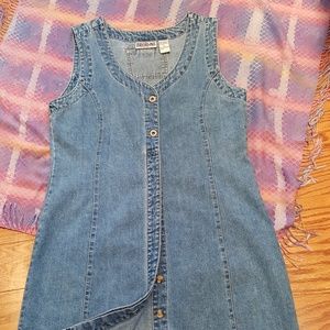 DENIM DRESS Button-down Front, Sleeveless - M